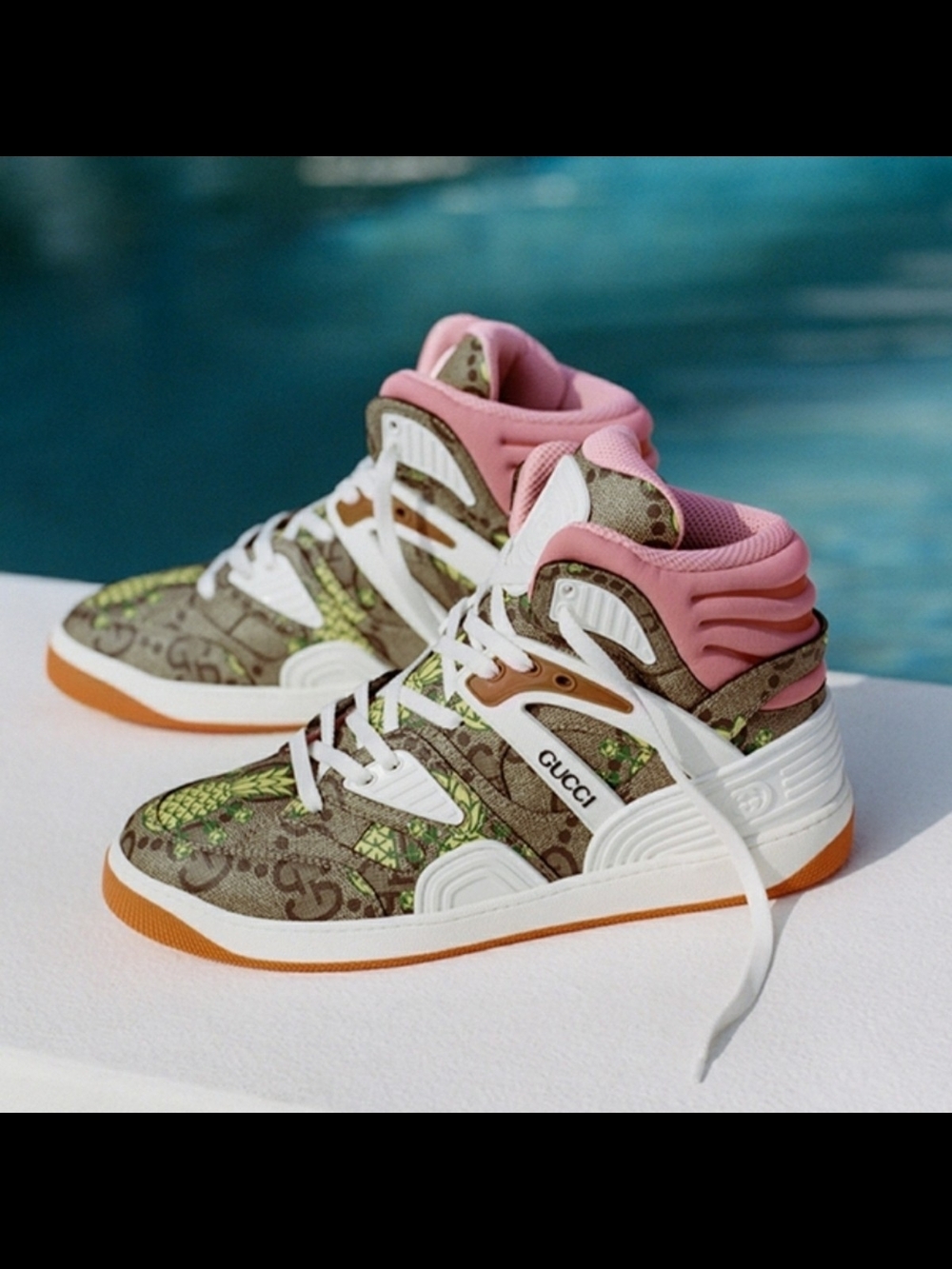 Authentic Gucci Basket Pineapple Collection sneakers size 7+G (8.5 Mens) RARE